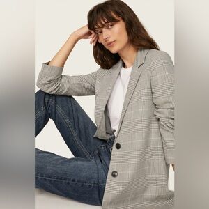 Madewell The Dorset Blazer in Galloway Plaid / silver gray size xsmall